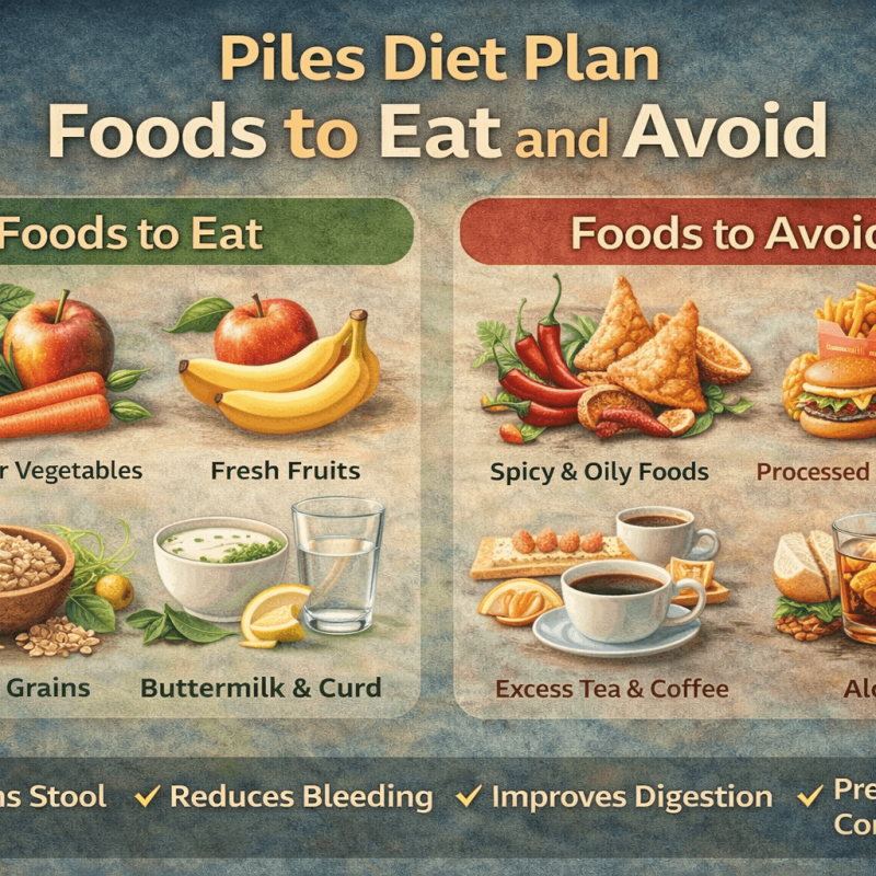 Piles Diet Plan showing foods to eat and avoid for hemorrhoids relief