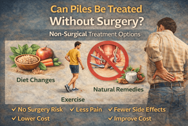 Piles Treatment Without Surgery infographic showing non surgical options like diet, exercise, and natural remedies | Piles Treatment Without Surgery