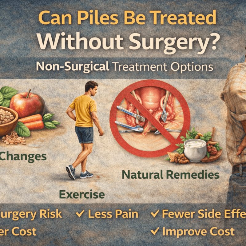 Piles Treatment Without Surgery infographic showing non surgical options like diet, exercise, and natural remedies | Piles Treatment Without Surgery