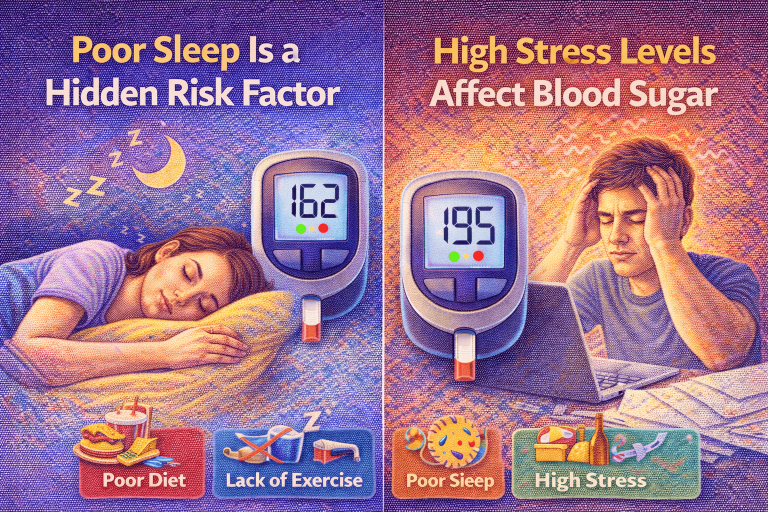Poor sleep and high stress levels affect blood sugar and increase diabetes risk