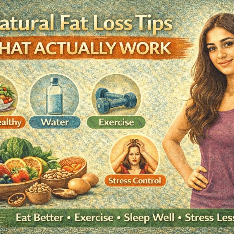natural fat loss tips that actually work including healthy diet exercise water and stress control