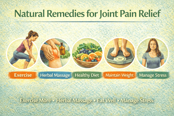 natural remedies for joint pain relief including exercise herbal massage healthy diet weight management and stress control