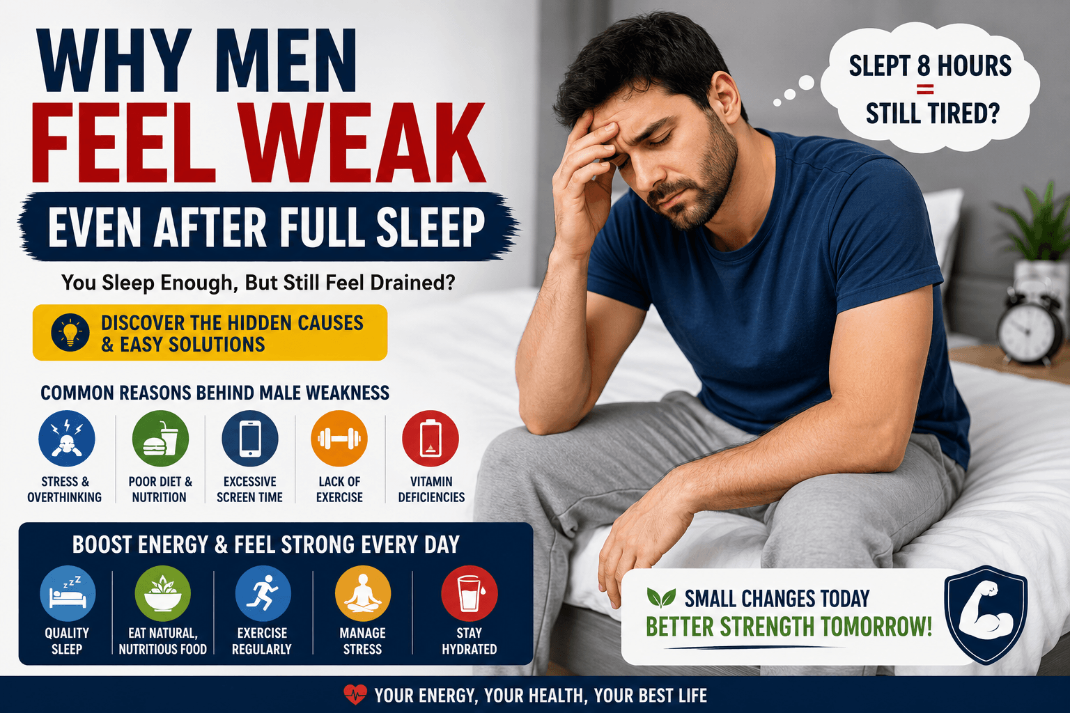Why Men Feel Weak Even After Full Sleep