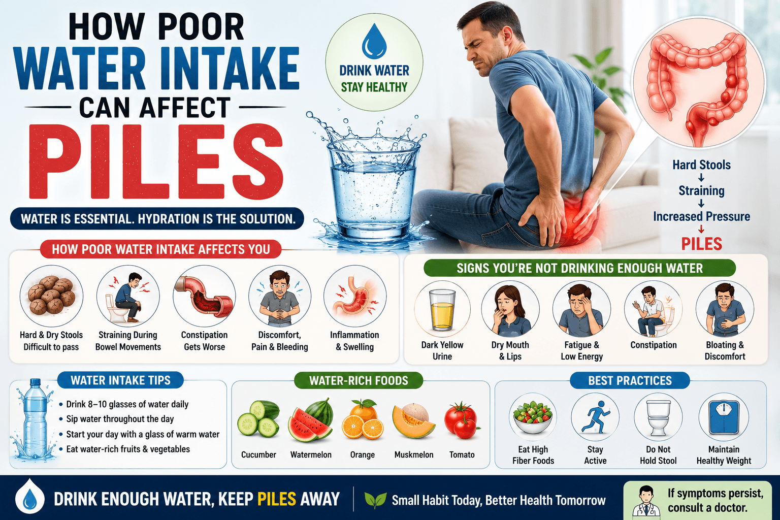 How Poor Water Intake Can Affect Piles