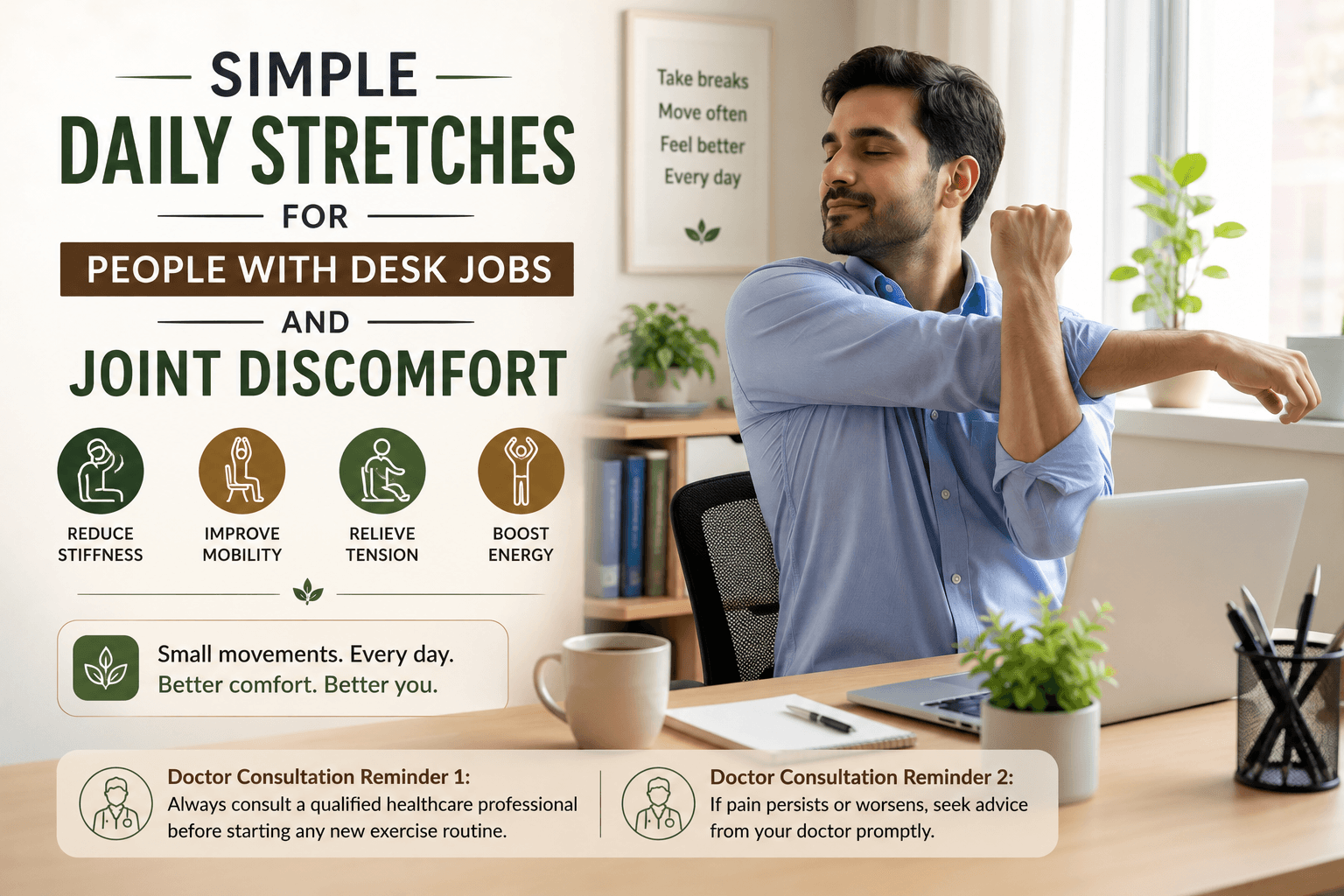 Simple Daily Stretches for People With Desk Jobs and Joint Discomfort