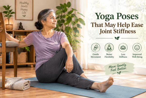 Yoga poses that may help ease joint stiffness shown through gentle Cat-Cow pose