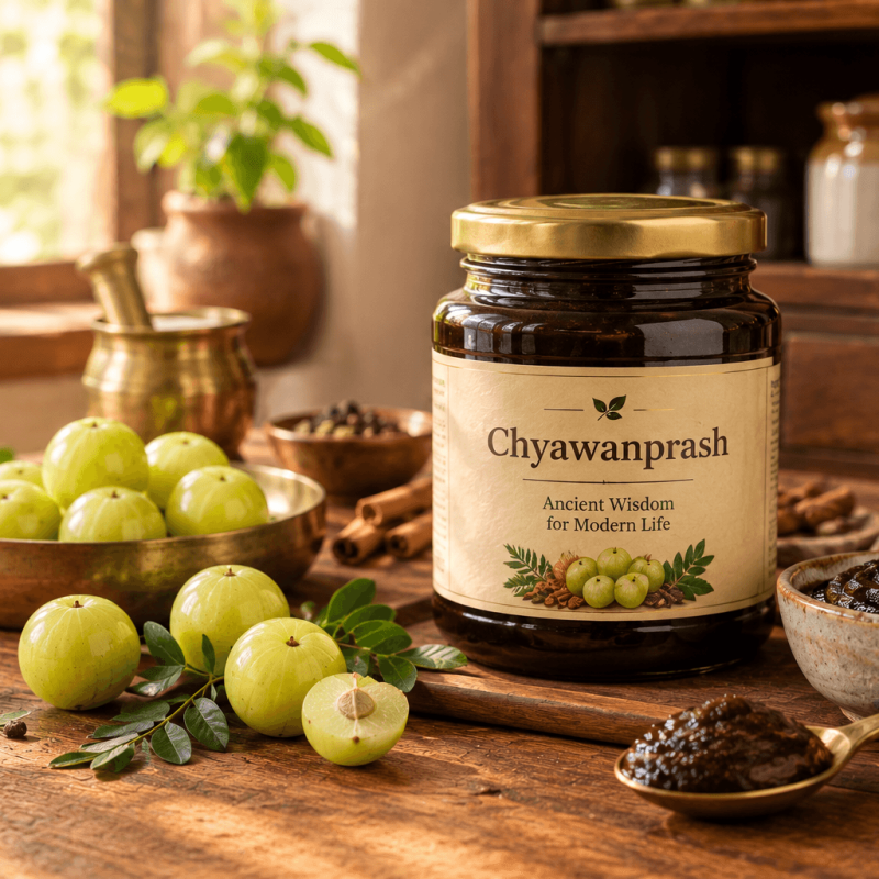 Chyawanprash and the science shown through a jar of herbal jam and fresh amla