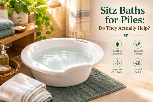 Sitz baths for piles shown through a sitz bath basin setup