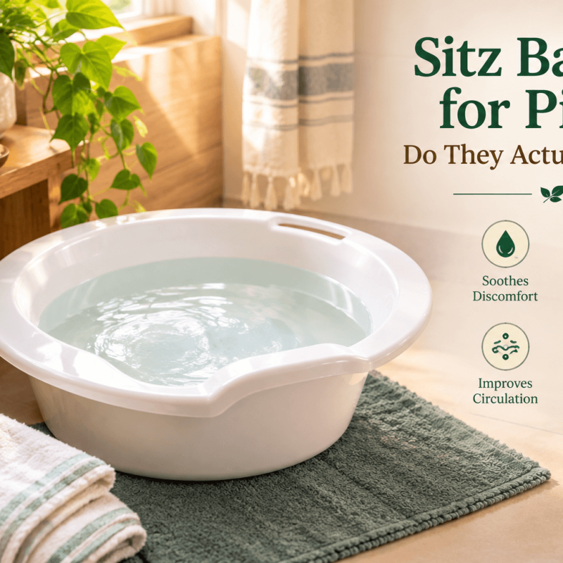Sitz baths for piles shown through a sitz bath basin setup
